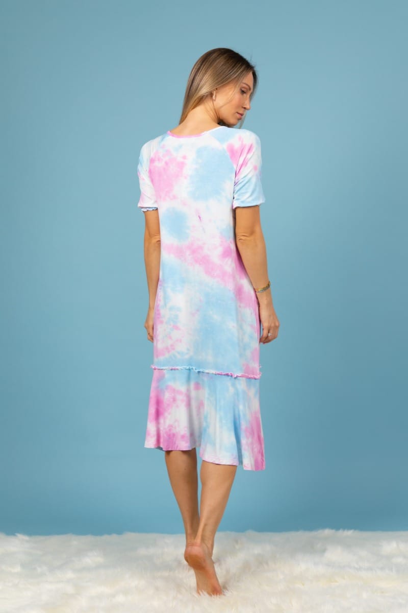 blue and pink tie dye dress Penny Dress Blue Hot Pink Tie Dye