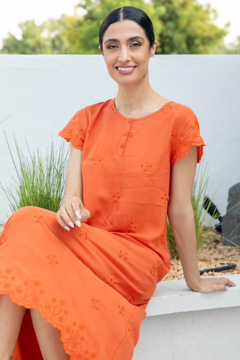 ladies burnt orange dress Odette Dress in Burnt Orange