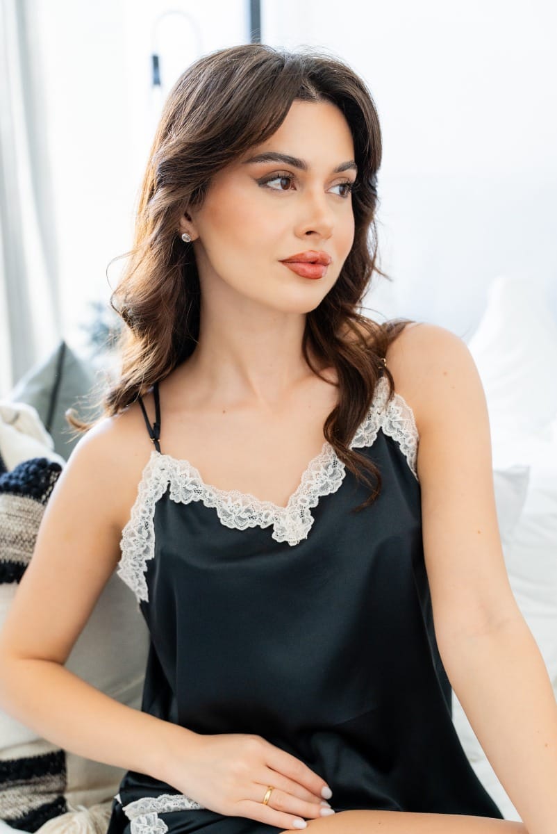 Ladies Black Lace Cami Top