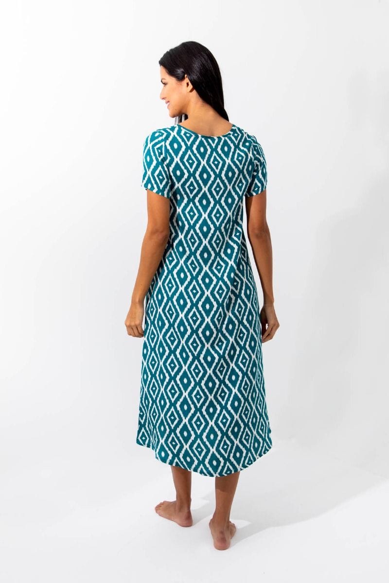 Ladies Teal Aztec Pattern Dress