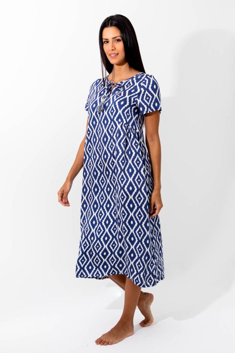 Ladies Blue Aztec Pattern Dress Ladies Blue Aztec Pattern Dress