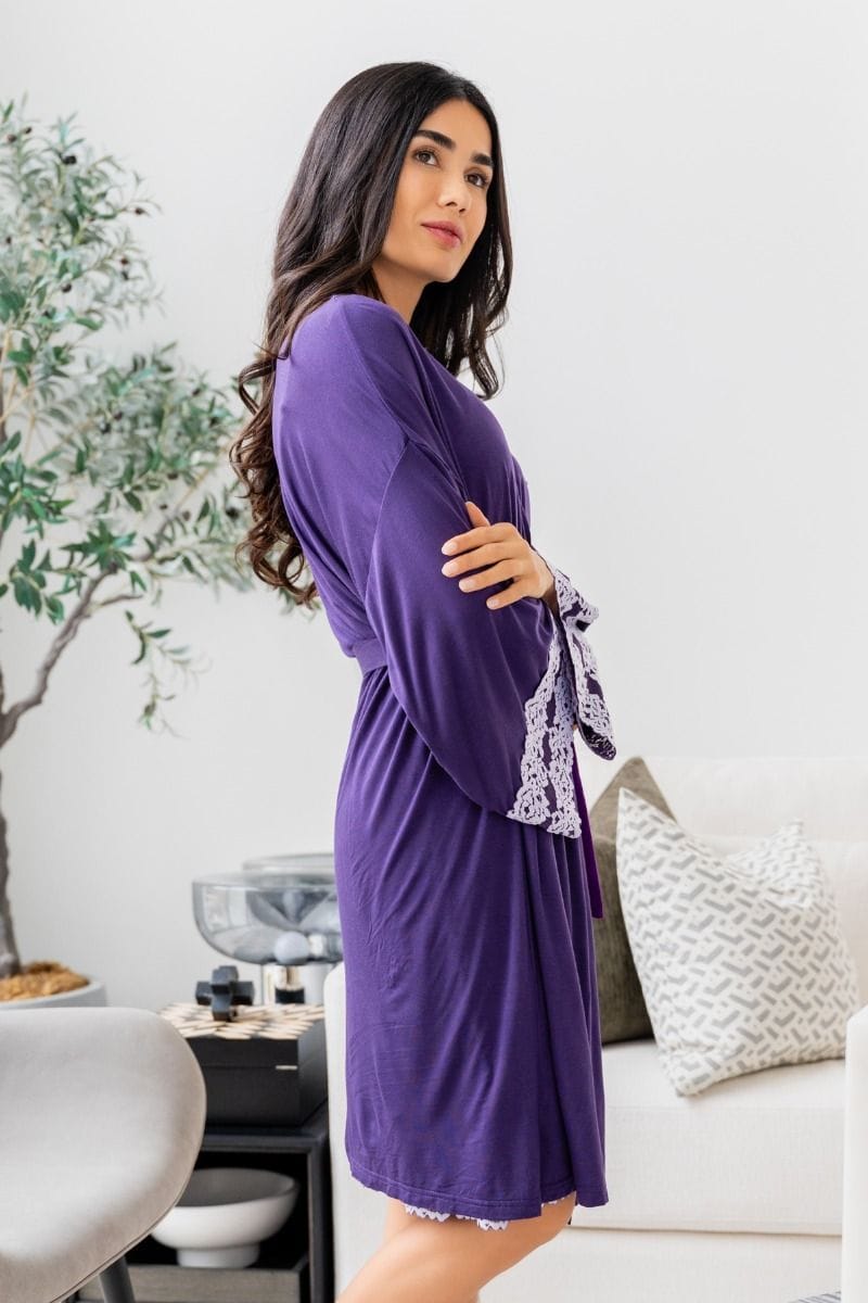 Ladies Purple Lace Robe