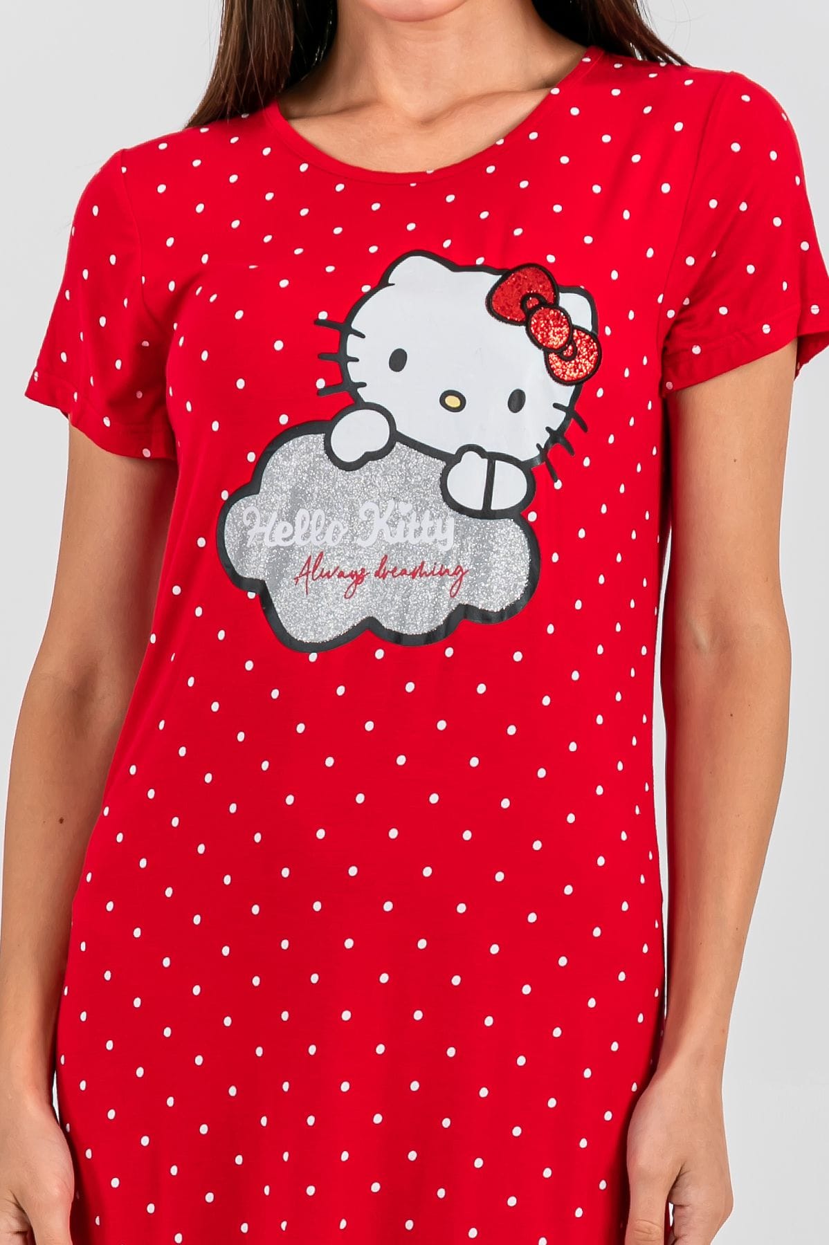 Ladies Red Hello Kitty Polka Night Dress Ladies Red Hello Kitty Polka Night Dress