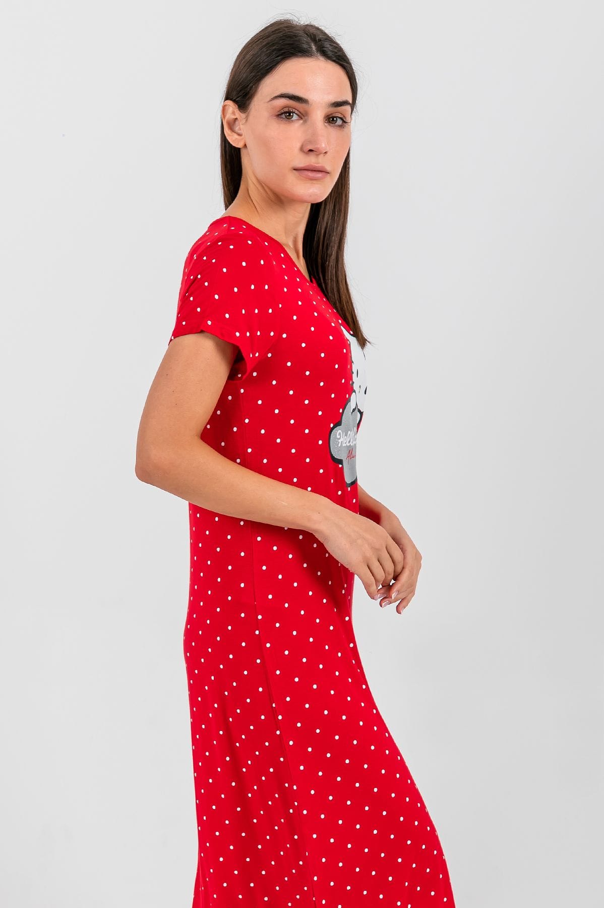 Ladies Red Hello Kitty Polka Night Dress Ladies Red Hello Kitty Polka Night Dress